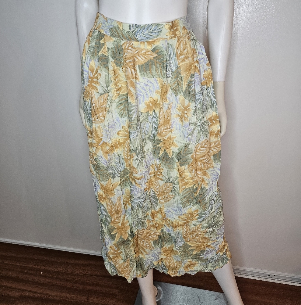Sag Harbor Yellow and Green Floral Midi Skirt Size S Multi Color - Picture 5 of 9